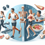A Caucasian woman is exercising with weights, a Hispanic man is preparing a colorful plate of lean meats and legumes, and an Asian woman is engaged in